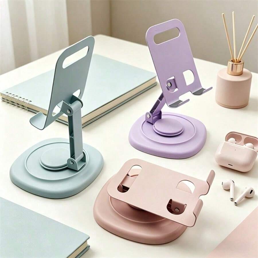 2pcs 360° Rotatable Aluminum Alloy Adjustable Tablet Stand, 360° Rotatable Foldable Tablet Holder, Universal Smartphone Tablet Desktop Stand, Multi-Angle Silicone Non-Slip Base Foldable Desktop Stand, Back To School Supplies - Multicolor - View 1