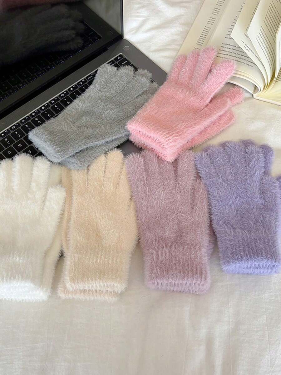 Dopamine Warm Gloves Winter Touchscreen Korean Style Thermal Lined Sweet Knitted Five-Finger Cold-Proof Gloves For Women - Multiple Styles - View 1