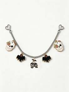 Halloween Gothic Style Bag Charm Chain, Enamel Skull Rose & Bat Pendant Decor Metal Bag Strap, Mysterious Aesthetic Handbag Accessory, Suitable For Women & Girls - Multicolor - View 9