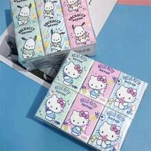 Sanrio 9/18 Small Pack/Set Exquisite Handkerchief Tissues, Cute Hello Kitty Printed Chiffon Paper, Portable Cartoon Pattern Facial Tissues, Suitable For Work, Spring/Summer Vacation, Graduation Season, Travel Accessories, Birthday Gifts, Weddings, Restaurants, Back To School, Graduation Season, Holiday Parties And Other Occasions - Cartoon - View 6