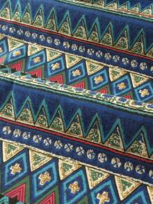 One Piece In A Bohemian Geometric Print Linen Blend, Featuring A Vintage Striped Diamond Pattern Woven Fabric With A Breathable Texture. Suitable For Casual Dresses, Skirts, Tablecloths, Throw Pillowcases, And Hand-Sewing Projects. - Multicolor - View 11
