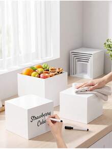 1/6 Pcs Acrylic Buffet Display Stand, Food Display Riser, For Buffet Table, Hollow Bottom Dessert Cube Box, White Cube Tabletop Storage Rack Organizer, For Party, Wedding And Other Holiday Dessert And Cake Display - Multicolor - View 9