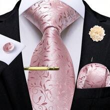 Set 5 Buah Kancing Dasi Pria Motif Tanaman Tropis Jacquard Warna Pink, Kancing Saku, Kancing Boutonniere, Klip Dasi, Pola Kancing Acak, Aksesori Jas untuk Pernikahan - Berwarna merah muda - View 2