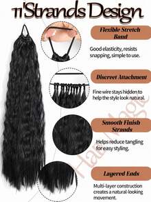 24 Inch Curly Ponytail Wig, Wavy Design, With Elastic Hair Tie, Suitable For Women's Daily Wear And Special Occasions - Gold - View 4