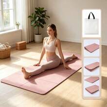 1pc Foldable Yoga Mat With Alignment Lines, Thick Anti-Slip Material, Suitable For Home Fitness Yoga, Pilates And Meditation - Multicolor - View 1