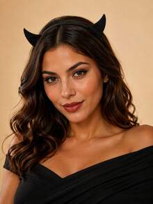 1PC Halloween Dark Witch Punk Horn Headband Gothic Style Party Costume Hair Accessory Photo Prop Headpiece - Perfect Gift - Multicolor - View 2