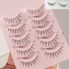 Cartoon False Eyelashes, Natural & Slender, Soft Fiber, Cross-Design, Fine Black Eyelash Band, Comfortable & Non-Irritating; Reusable, Suitable For Daily Makeup, European & American Style - Black - View 5