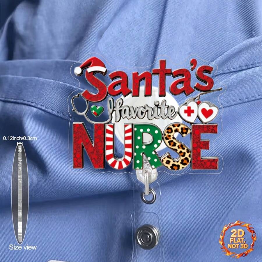 1pc Medical Theme Christmas Badge Reel Retractable ID Badge Holder, Christmas Party Gift For Doctors And Nurses - Multi-color - View 1