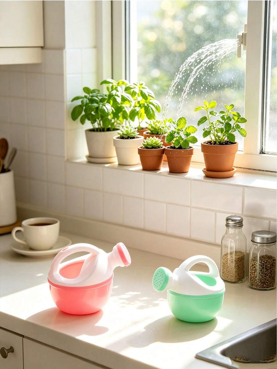 1pc Mini Plastic Watering Can, Ergonomic Handle, Suitable For Indoor And Outdoor Plants, Gardening Plant Care, Bathtub Swimming Pool Beach Accessories (Random Color) - Multicolor - View 1