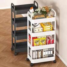 [Durable Storage Cart] 3-Tier/4-Tier Durable Storage Cart With Wheels - Rolling Cart For Bathroom, Kitchen, Office And Bedroom - Easy To Assemble, Sturdy, Multi-Purpose, Art Supplies Organizer, Durable Structure, Bathroom Organizer And Storage Rack - Multicolor - View 3