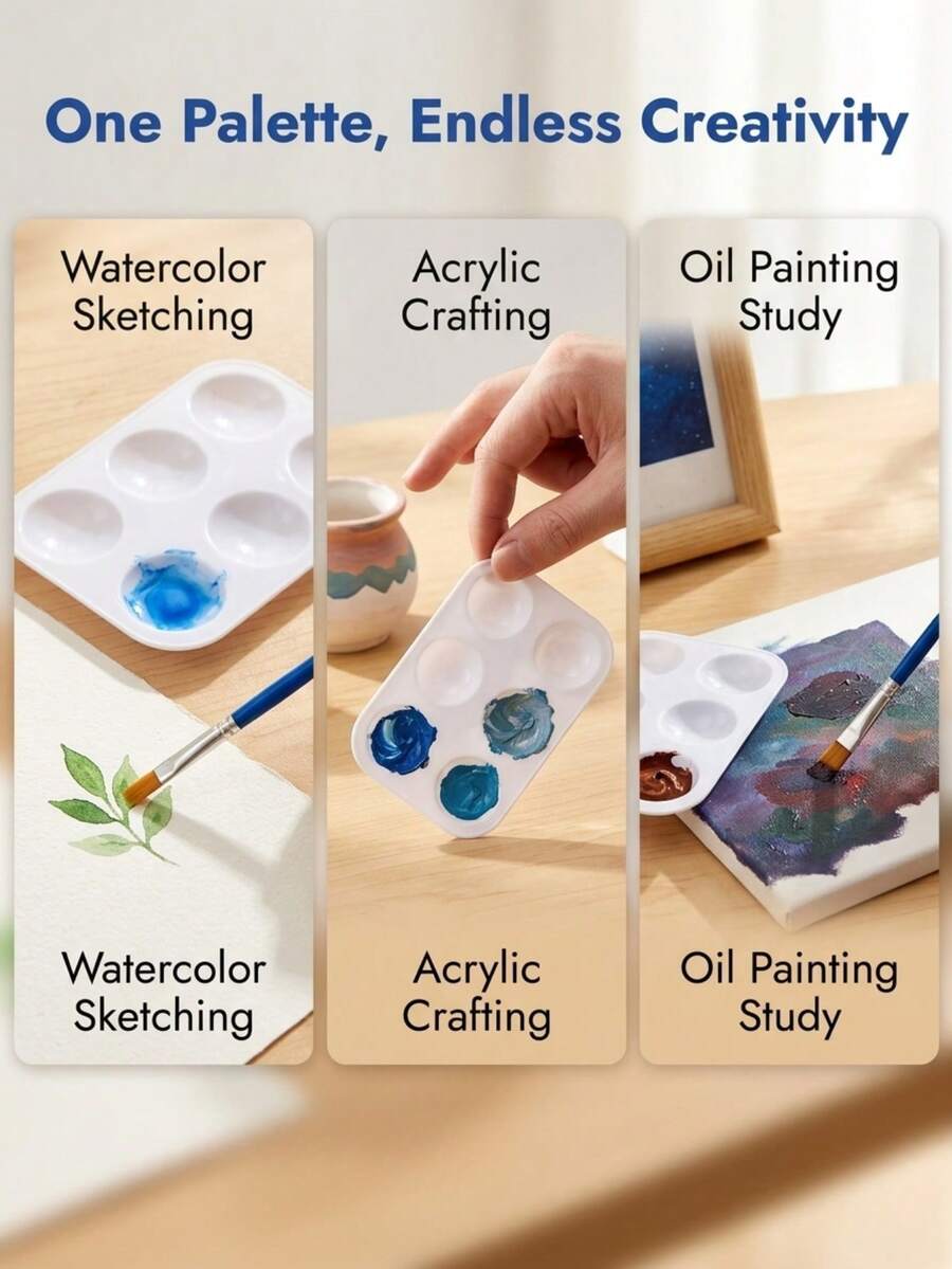 19Pcs/32pcs Paint Palette & Brush Set 6 Wells Portable Mini For Watercolor Acrylic Oil Artists Students - Drawing Tools - View 1