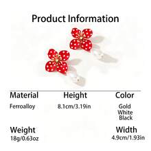 Y2K Sweet & Cool Polka Dot Circle Earrings, Contrast Color Thick Hoop Design, Versatile Earrings For Party And Formal Dress - Polka Dot Rose Red Circle - View 10