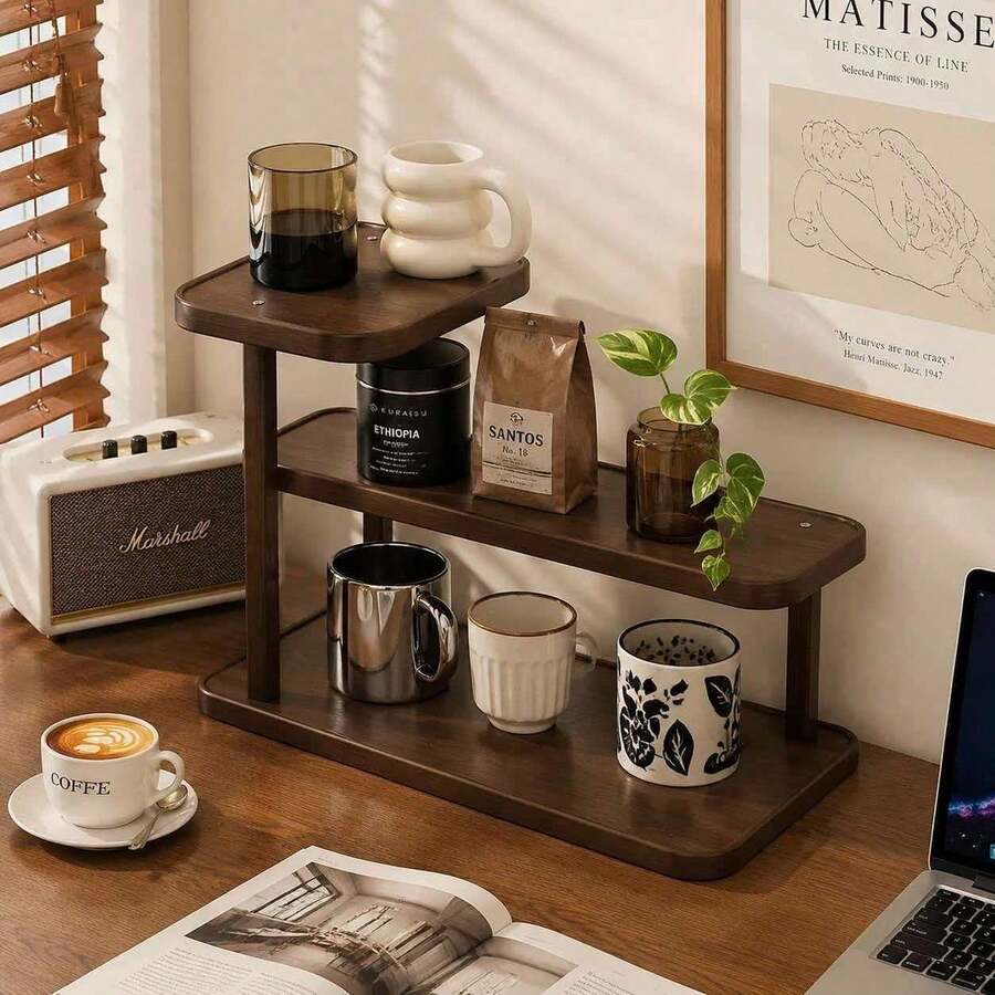 Double Layer Cup Holder Organizer - Coffee Cup Storage Rack, Suitable For Kitchen And Desktop Use, Space-Saving, Coffee Station Display Rack - View 1