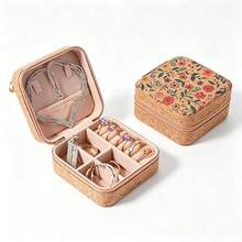 Small Portable Jewelry Box For Women Travel Jewelry Storage Box, Exquisite Printed Exterior, Multi-Layer Compartments For Organizing Earrings, Rings, Necklaces And Accessories - Multicolor - View 5