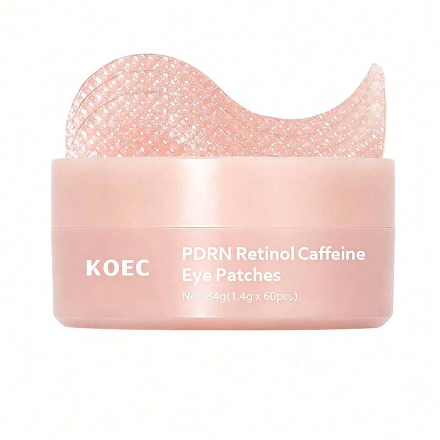 KOEC PDRN 視黃醇咖啡因眼貼，針對眼部浮腫與黑眼圈，發光保濕水凝膠眼膜，適合所有膚質