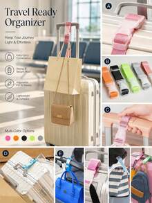 Portable Adjustable Luggage Strap With Buckle, Unisex, Suitable For Cruise, Camping, Outdoor, Beach Travel And Back To School Essential Accessory - Multicolor - View 3