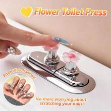 5pcs Mixed Color/2pcs Random Color/1pc Random Color Creative Cloud Shaped Water Tank Button Assistant Long Nail Flush Switch For Bathroom Toilet - Multicolor - View 8