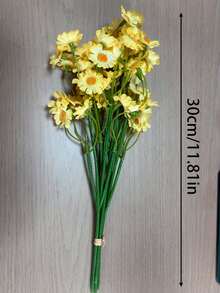 3/6/12支装仿真小白雏菊，人造雏菊，春季野花，适合派对装饰（不含花瓶），秋季装饰 - 黃色小雛菊 - 查看 7