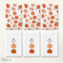 2/4/6pcs Autumn Pumpkin Print Kitchen Towels, Watercolor Hand-Painted Style, Orange Pumpkin Flat Pattern, Soft And Easy To Clean, Autumn Home Gift, Kitchen Accessories, Suitable For Autumn Kitchen Decor, Holiday Home Arrangement, Baking, Cooking - Multicolor - View 12