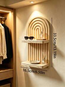 1Pc Bohemian Style Wave Patterned Wooden Wall Frame,Rainbow Arch & Farmhouse Wall Racks,Multifunctional Wall-Mounted Outdoor Rack,Easy Install, All Season Use,Wood Wall Mounted Storage Rack For Living Room-For Christmas & Halloween Gifts,Home Decor - Multiple Styles - View 10