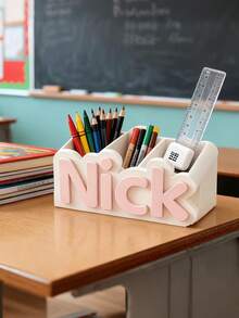 Personalized Desk Organizer With Custom Name, Pen Pencil Holder, Stationery Storage Box, Makeup Brush Organizer, Multi Compartment Desktop Storage, Office Desk Accessory, Custom Name Pen Cup, Vanity Organizer, Personalized Gift - Multicolor - View 16