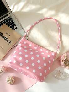 Y2K Style Sweet Polka Dot Mini Bucket Bag, Sweet Mini Bucket Bag, Casual Minimalist Small Tote Bag, Daily Shopping & Shoulder Bag - Multicolor - View 4