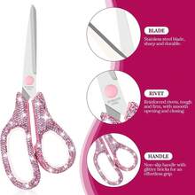 1pc Shiny Rhinestone Mini Scissors, Portable Stainless Steel Paper Cutting Scissors For Opening Packages, DIY Crafting Scissors, School Supplies, Nursing Supplies, Haircutting Scissors, Tailoring Scissors, Rhinestone Decorated Art Piece - Multicolor - View 7