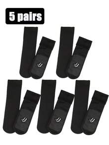 5/3 Pairs Thick Warm Knitted Socks, Mid-Calf Ski Socks With Anti-Slip Design, Featuring Thick Fleece Lining, Perfect For Winter Daily Wear. Also An Ideal Gift For Family And Partners! Unisex. - Multicolor - View 20
