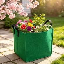3pcs Large Rectangular Handle Foldable Heavy Duty 7.2 Gallon Gardening Planter Bags --- Lightweight And Durable, Suitable For Indoor And Outdoor Environments, Ideal For Growing Vegetables And Flowers, Traditional Style Design, Made Of Non-Woven Fabric - Green 7 Gallon - View 3