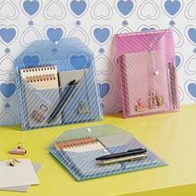 2pcs Colorful Transparent Striped A4 Folders With Customizable Snap Button Envelopes - A4 - View 2