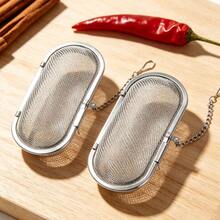 1/2pcs Stainless Steel Reusable Seasoning Strainer, Capsule Tea Infuser, Spice Ball Box With Chain Hook, Soup Filtration Net, Suitable For Loose Leaf Tea, Stew, Brine, Hot Pot, Home Kitchen And Catering Use - Silver - View 3