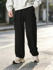 MLB Unisex Sports Long Pants, Cargo Pocket Loose Casual Sweatpants 3APTB0354-50BKS - Black - View 1