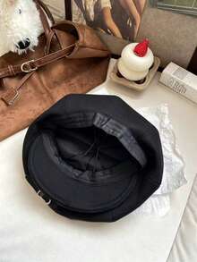 Women's Coffee Bear Leather Buckle Cloud Hat Newsboy Hat Beret Autumn And Winter Versatile Warm Octagonal Baseball Cap Suitable For Daily Use - Multi-color - View 10