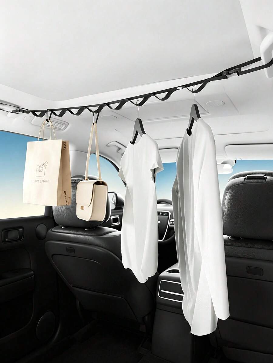 Car Storage Rack, Top Layer Can Store Fishing Rods, Bottom Layer Can Hang Clothes; Multi-Functional Hanging Car Storage Rack And Clothes Hanger, Can Be Installed On Back Seat, Travel Essential - Multicolor - View 1