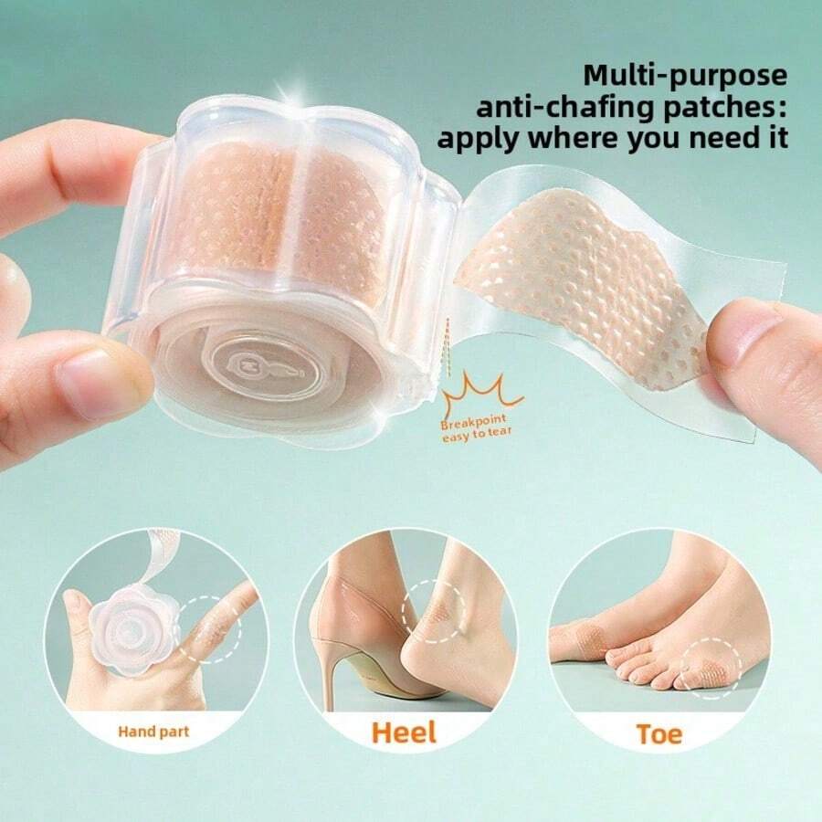 30pcs PackMulti‑Purpose Anti‑Chafing Patches Roll, Easy‑To‑Tear Blister Prevention Tape, Waterproof Friction Protection Sticker For Heels Toes Hands, High Heel Shoes Anti‑Wear Pads, Soft Cushion To Prevent Rubbing Blisters For Foot Skin Care