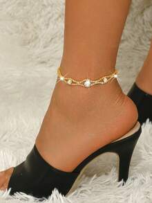 Luxury High-End Wavy Shiny Anklet, Versatile Foot Jewelry For Banquet, Party, Beach And Vacation - Multicolor - View 3