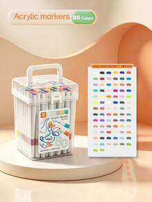 18pcs/36pcs/48pcs/58pcs/80pcs/100pcs/120pcs Colorful Acrylic Markers, Suitable For Stone Painting, Ceramics, Wood, Plastic, Calligraphy, Scrapbooking, Brush Lettering, Greeting Card Making, DIY Crafts - Multicolor - View 14