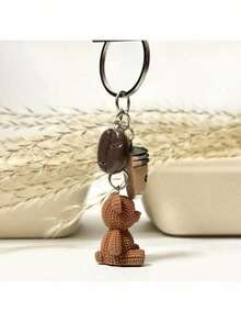 1pc POKOJA LAND Cute Bear Pendant, Coffee Bean Drink Accessory Decoration, Y2K Backpack Charm, Keychain Accessory - Multicolor - View 8