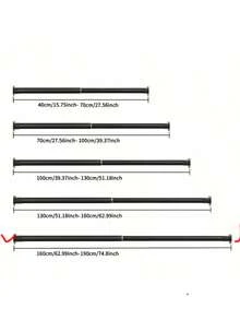 Extra Long Stainless Steel Curtain Rod, Curtain Rod, Clothes Rack, Tension Rod, ...Drying Rack, Hanging Rod, Bracket, Kitchen Storage Rod, Pull Rod Shovel Hanging Rod, Clipboard Hanging Rod, Kitchen Towel Hanging Rod, Snow Basin Hanging Rod, Basement Hanging Rod, No Drilling Required, Stainless Steel Material, Easy Installation, No Adhesive Needed, Suitable For Wardrobe, Bathroom, Window, Abaya Rack, Telescopic Star Wand Multi-Color Options - Black - View 7