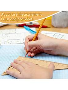 Juego de 4 reglas de madera con tema de fútbol, regla de medición 4 en 1, útiles escolares, papelería, herramientas de aprendizaje, herramientas de dibujo - Ver 3