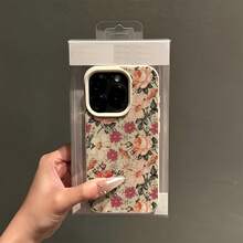 1件白色皮革紋理極簡風格個性化淺底法式花卉圖案手機殼，適用於 iPhone 16 Pro Max/17/16/15/14 Plus/13/12/11/Air 及系列 - 彩色 - 查看 3
