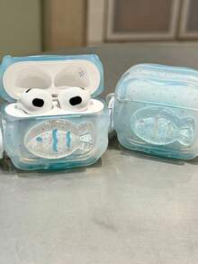 Fresh Cute 3D Fish Protective Case For AirPods 4/Pro 3/1/2/2nd/3rd/4th Generation Wireless Bluetooth Earphones Cover For Women - Baby Blue - View 2
