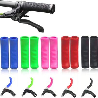 1 Pair Mountain Bike Brake Lever Covers, Silicone Non-Slip Brake Handle Covers, Cycling Accessories, Brake Lever Silicone Covers, Suitable For Mountain Bikes, Easy To Install, Prevent Finger Injuries