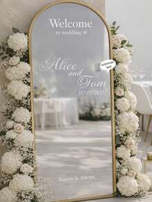 Custom Wedding Welcome Decal For Vintage Mirror DIY Wedding Mirror Personalised Decal Wedding Ceremony Mirror Welcome Sign Wedding Decal - Multicolor - View 3