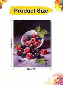 1Pc DIY Oil Painting Set, Raspberry Theme, Adult Beginner Crafts, Frameless Canvas Art Digital Oil Painting, Home Wall Decoration, Holiday Gifts. - Sets - View 9