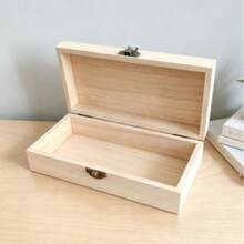 1pc Wooden Storage Box - Handmade, Jewelry & Cosmetics Organizer, Desktop Accessory, Gift Box, Keepsake Box, Ample Storage Space, Suitable For Home Organization, Perfect For Storing Jewelry And Cosmetics, (Wood Color May Vary Slightly) - Multicolor - View 2