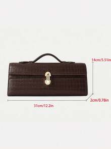 Women's Handbag, Rectangular Clutch, Embossed Pattern, Gold Metal Twist Lock, Large Capacity, Vintage Evening Party Daily Commute - Coffee - View 4