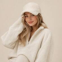 1pc Women's Solid Color Lamb Wool Windproof Baseball Cap, Thick Warm Baseball Cap, Versatile For Autumn/Winter Daily Wear - Solid Color - View 15