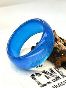 3pcs/1pc Y2k Transparent Resin Bracelets, Sparkly Multi-Element Geometric Design, Retro Style, Vacation Fashion Statement Bangles - Blue Flash Blue - View 4