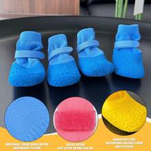 4pcs Waterproof Dog Shoes, Anti-Slip Paw Protector Boots With Soft Sole, Washable & Reusable Pet Booties For Small Dogs & Puppies, Rain, Snow & Hot Pavement - Multicolor - View 3